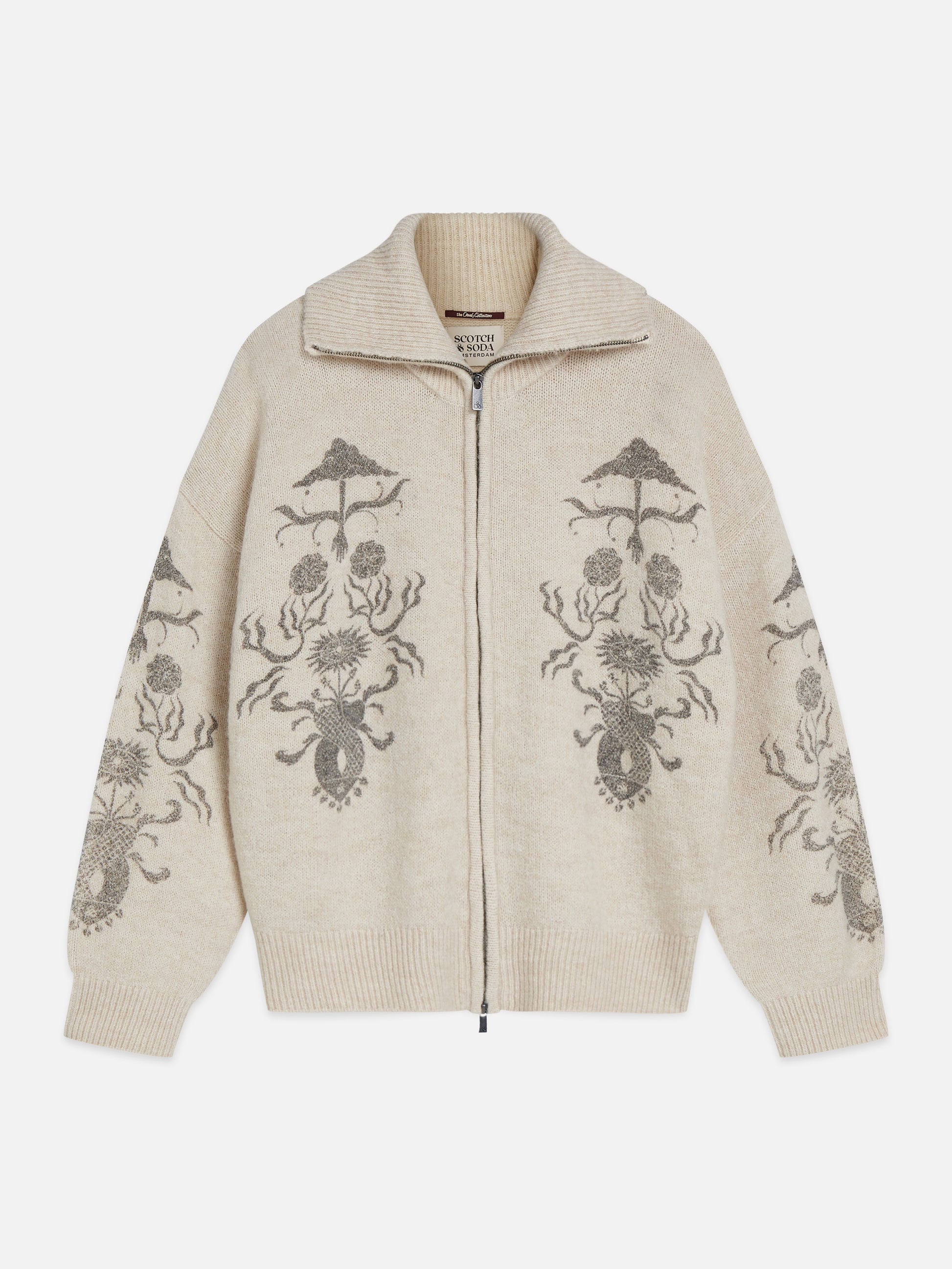 Gray קרדיגן לנשים Printed Zip-Through SCOTCH & SODA