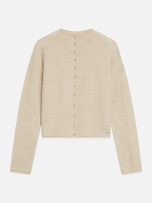 Gray קרדיגן לנשים Fuzzy Funnel-Neck SCOTCH & SODA