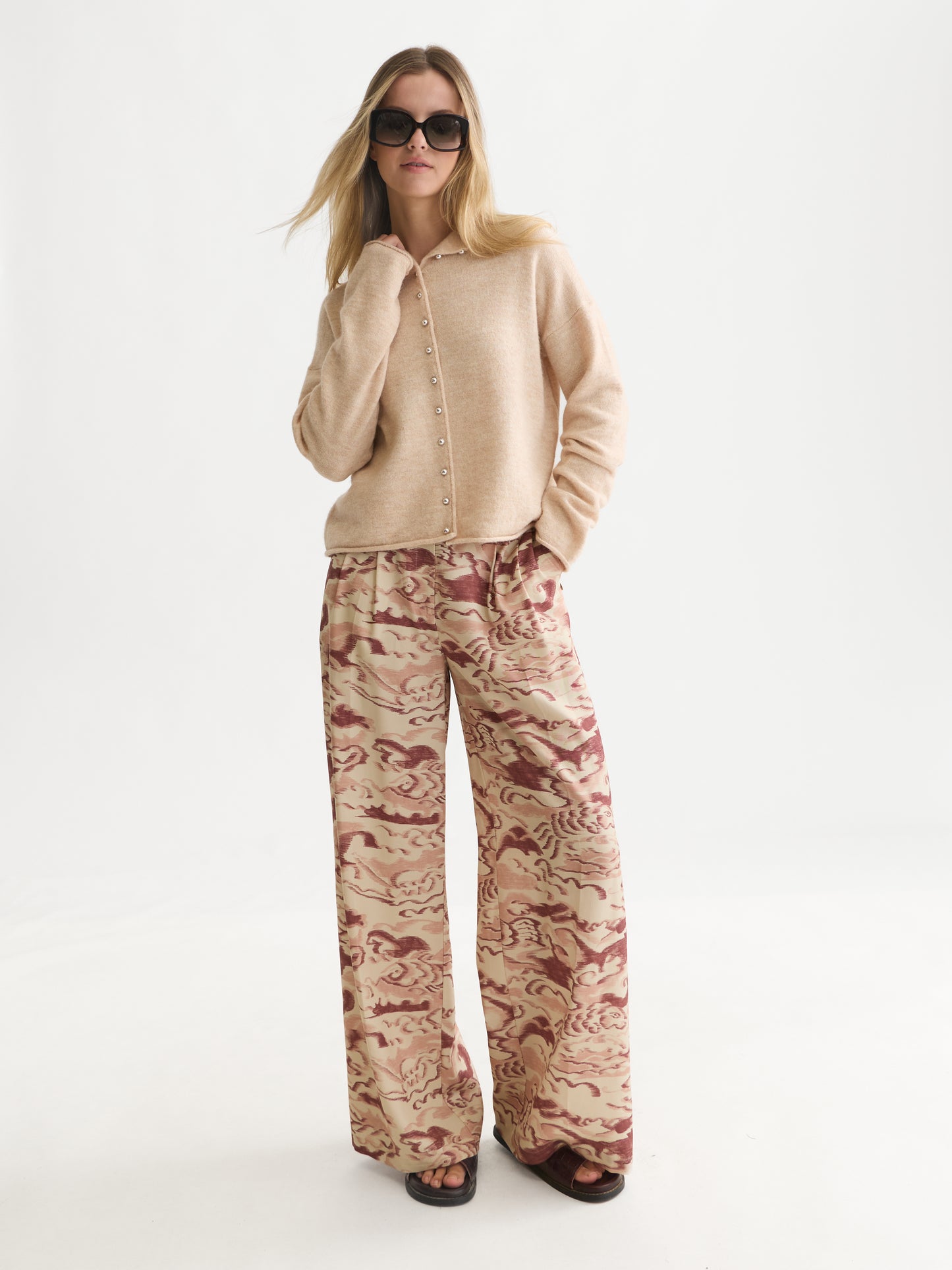 Misty Rose קרדיגן לנשים Fuzzy Funnel-Neck SCOTCH & SODA