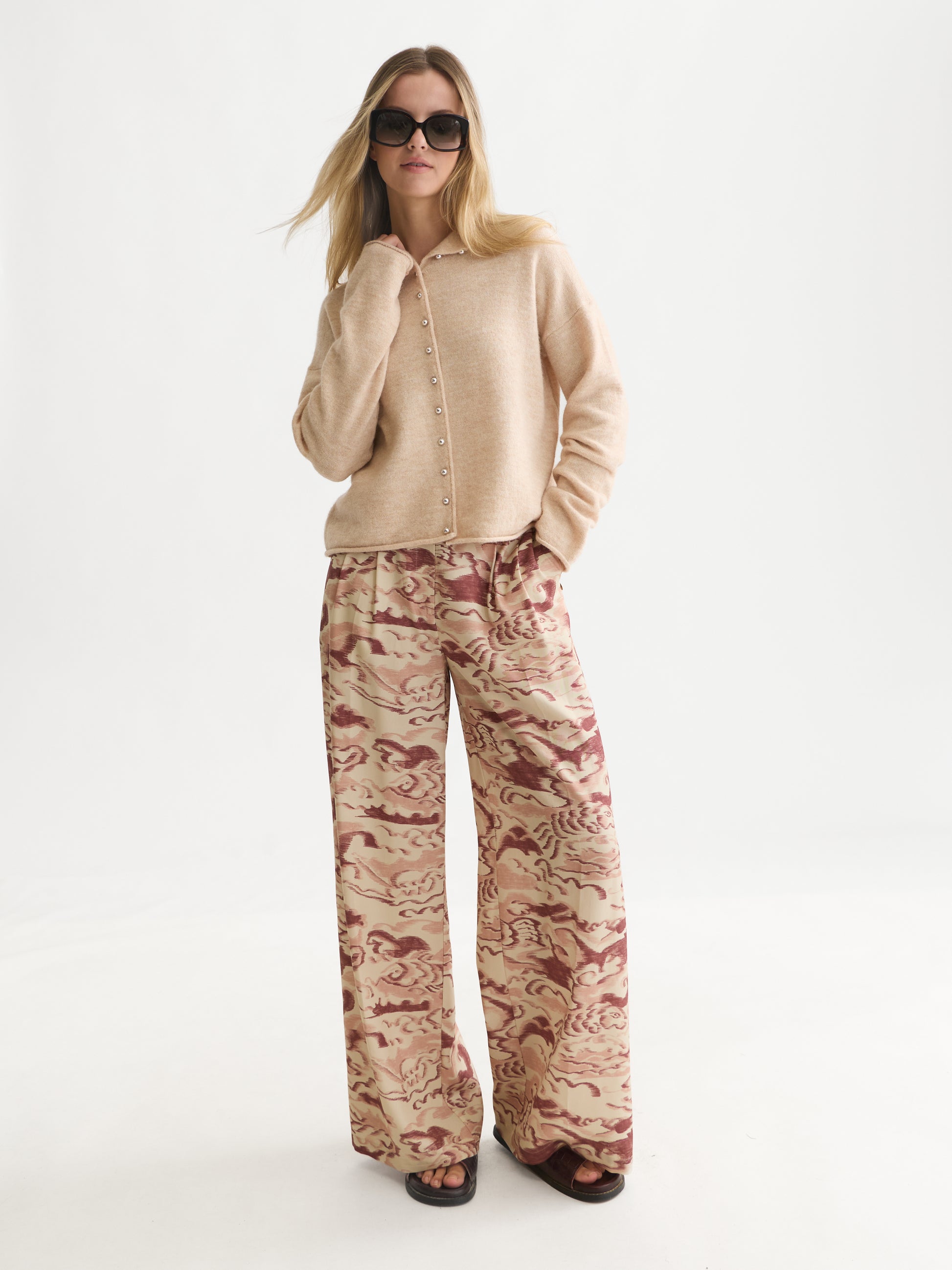 Misty Rose קרדיגן לנשים Fuzzy Funnel-Neck SCOTCH & SODA