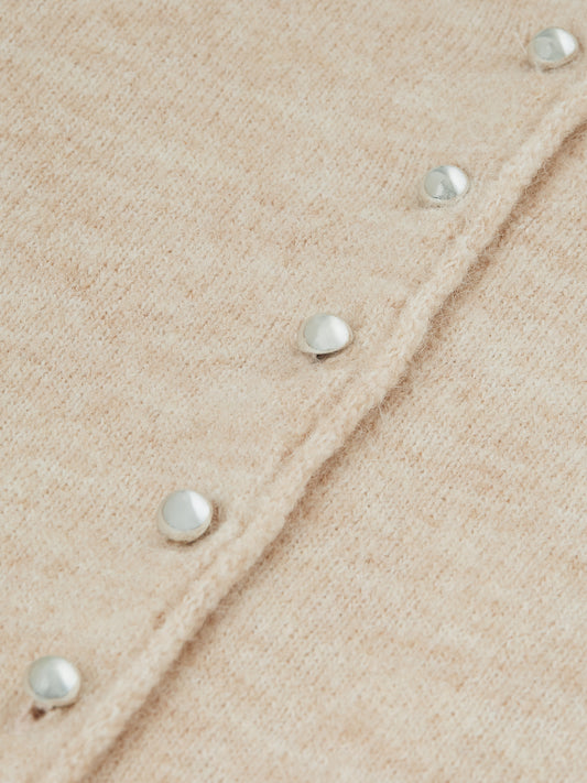 Gray קרדיגן לנשים Fuzzy Funnel-Neck SCOTCH & SODA