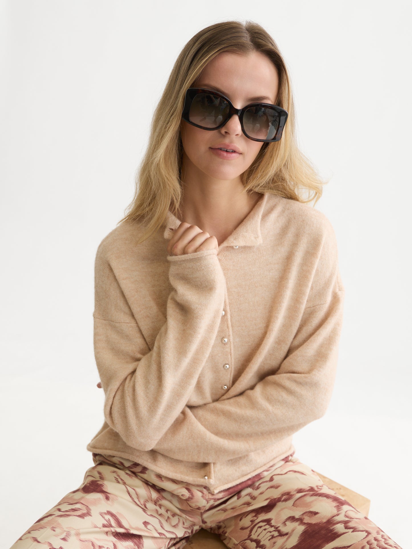 Lavender קרדיגן לנשים Fuzzy Funnel-Neck SCOTCH & SODA