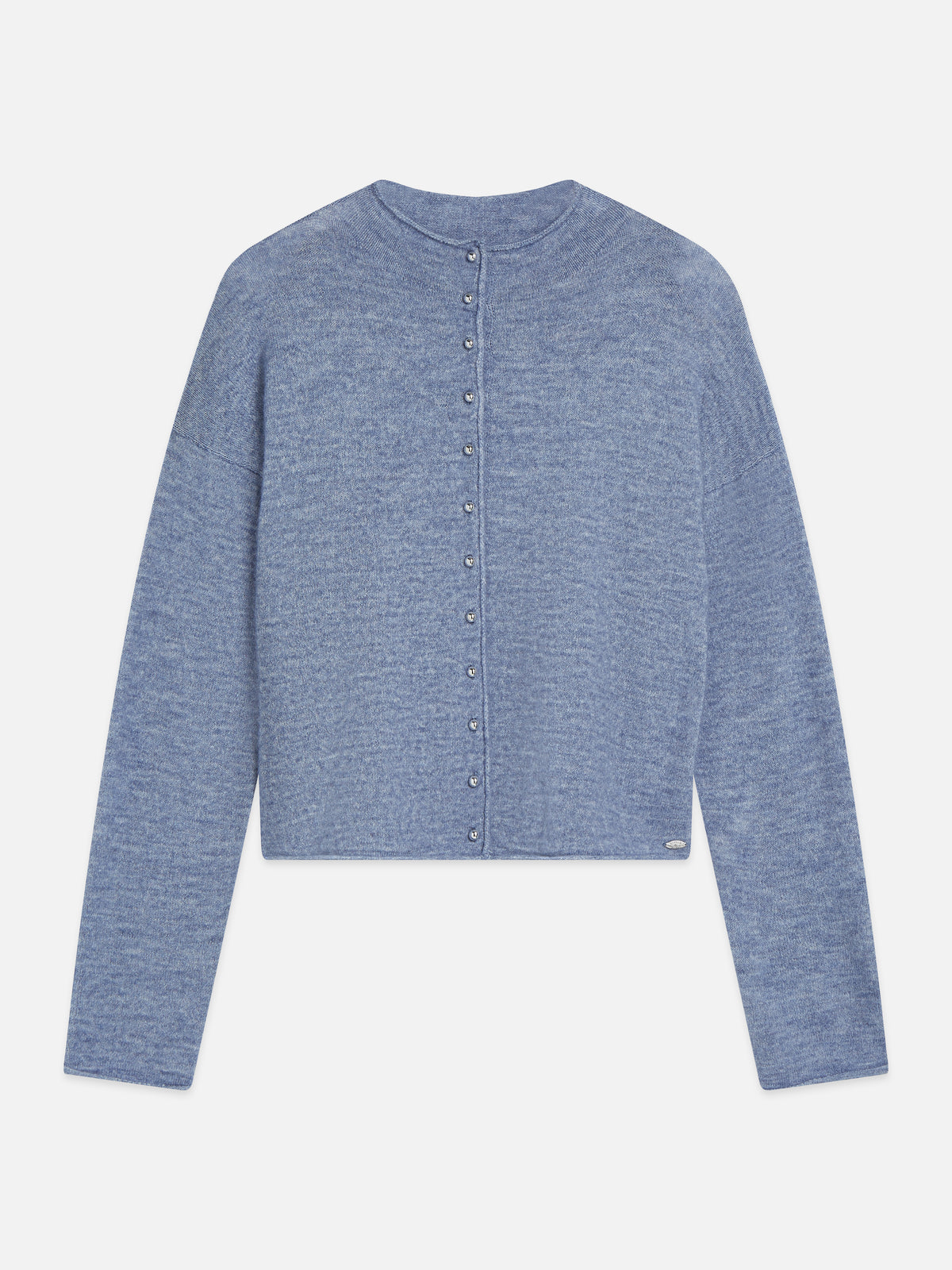 Light Slate Gray קרדיגן לנשים Fuzzy Funnel-Neck SCOTCH & SODA