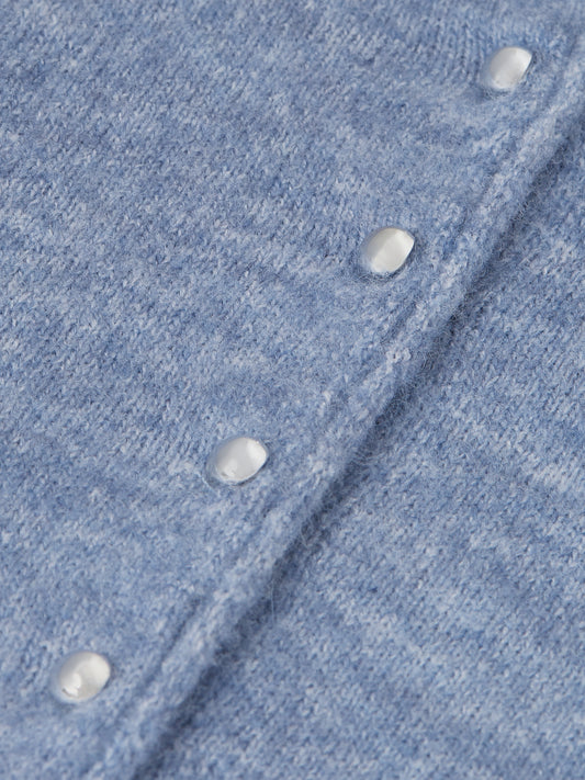 Light Slate Gray קרדיגן לנשים Fuzzy Funnel-Neck SCOTCH & SODA