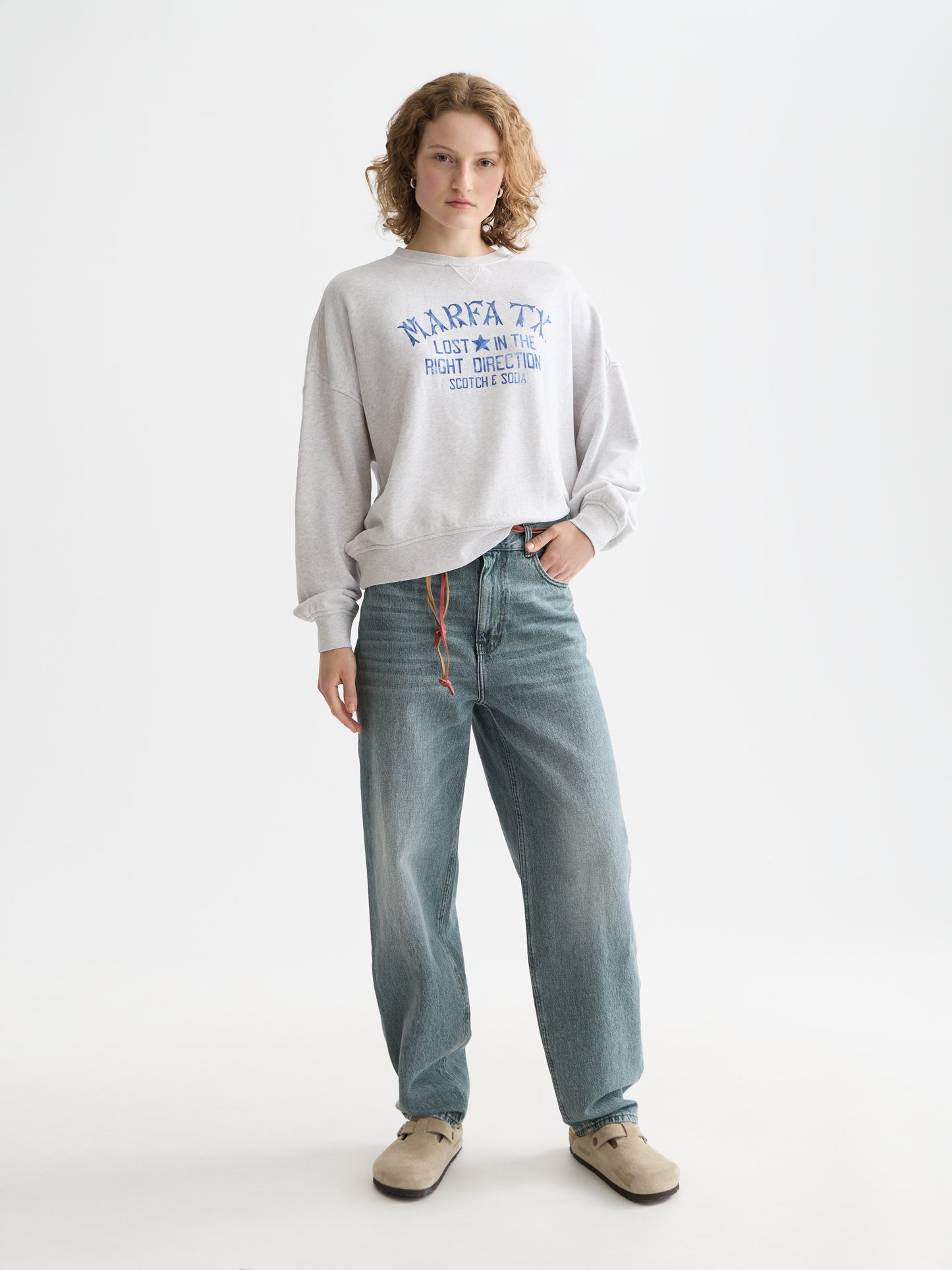 Lavender DENIM GRAPHIC OVERSIZED FIT SWEATSHIRT סווטשירט SCOTCH & SODA