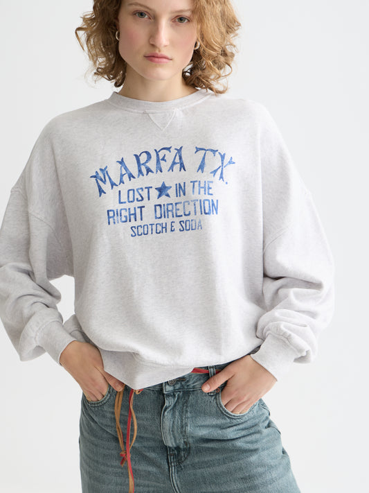 Lavender DENIM GRAPHIC OVERSIZED FIT SWEATSHIRT סווטשירט SCOTCH & SODA