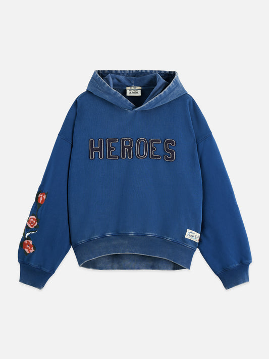 Dark Slate Blue קפוצ'ון לנשים Washed Artwork - מהדורת 40 שנה SCOTCH & SODA