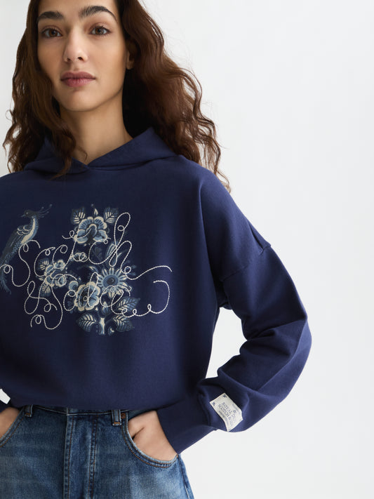 Black קפוצ'ון לנשים Embroidered Detail SCOTCH & SODA