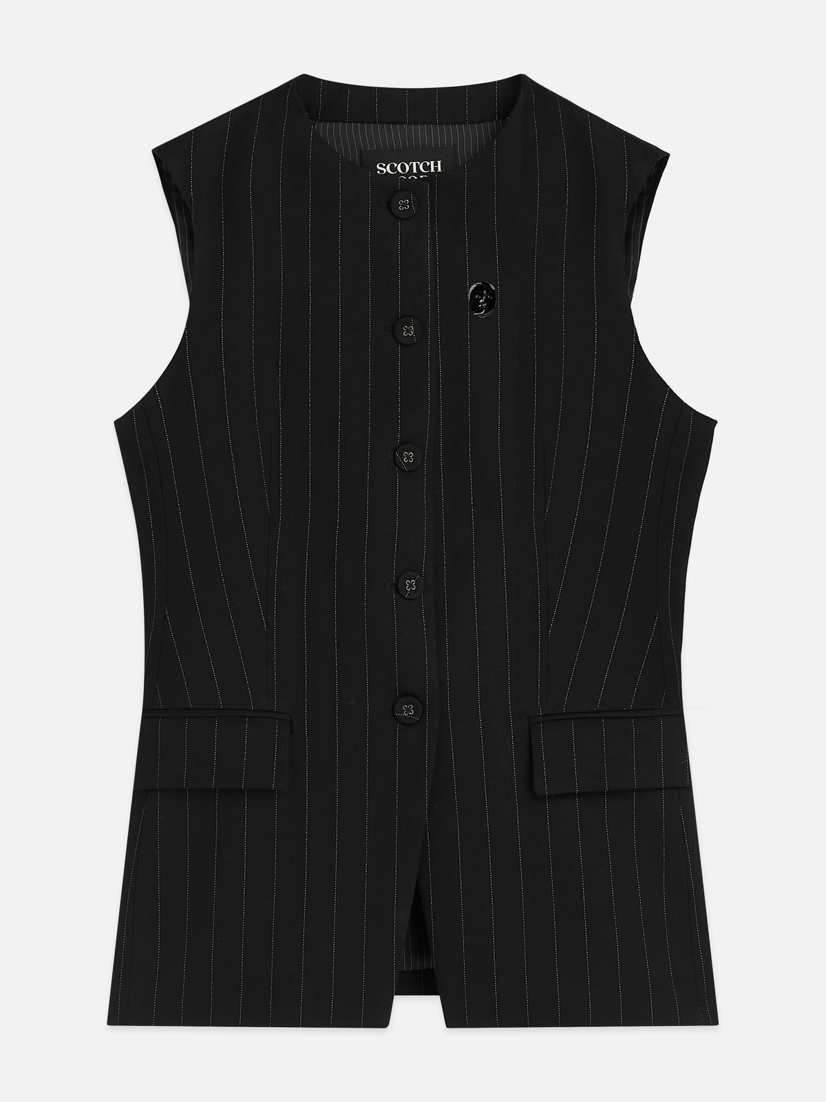 Black ווסט לנשים Lurex Pinstripe SCOTCH & SODA