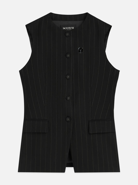 Black ווסט לנשים Lurex Pinstripe SCOTCH & SODA