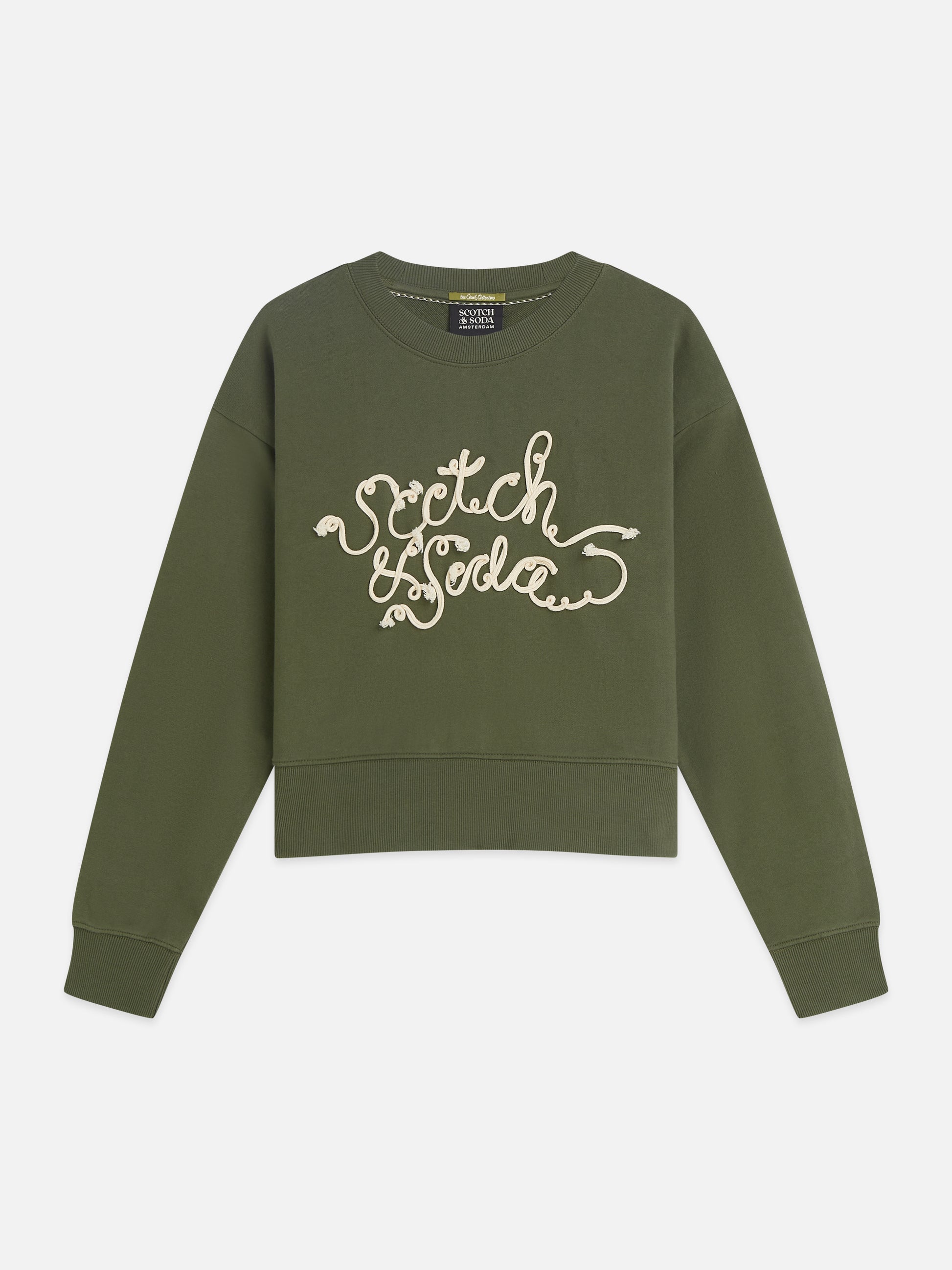 White Smoke סווטשירט לנשים Ribon Embroidery SCOTCH & SODA