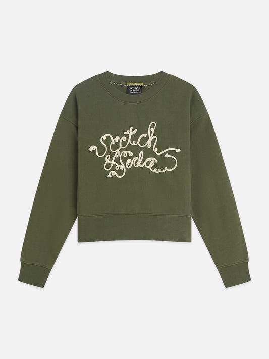 White Smoke סווטשירט לנשים Ribon Embroidery SCOTCH & SODA