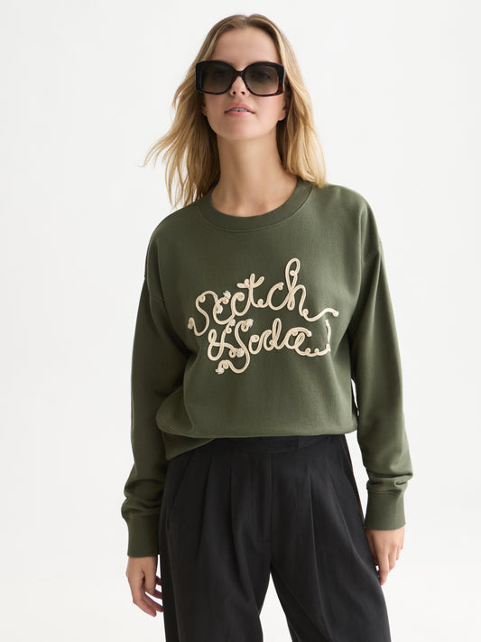 White Smoke סווטשירט לנשים Ribon Embroidery SCOTCH & SODA