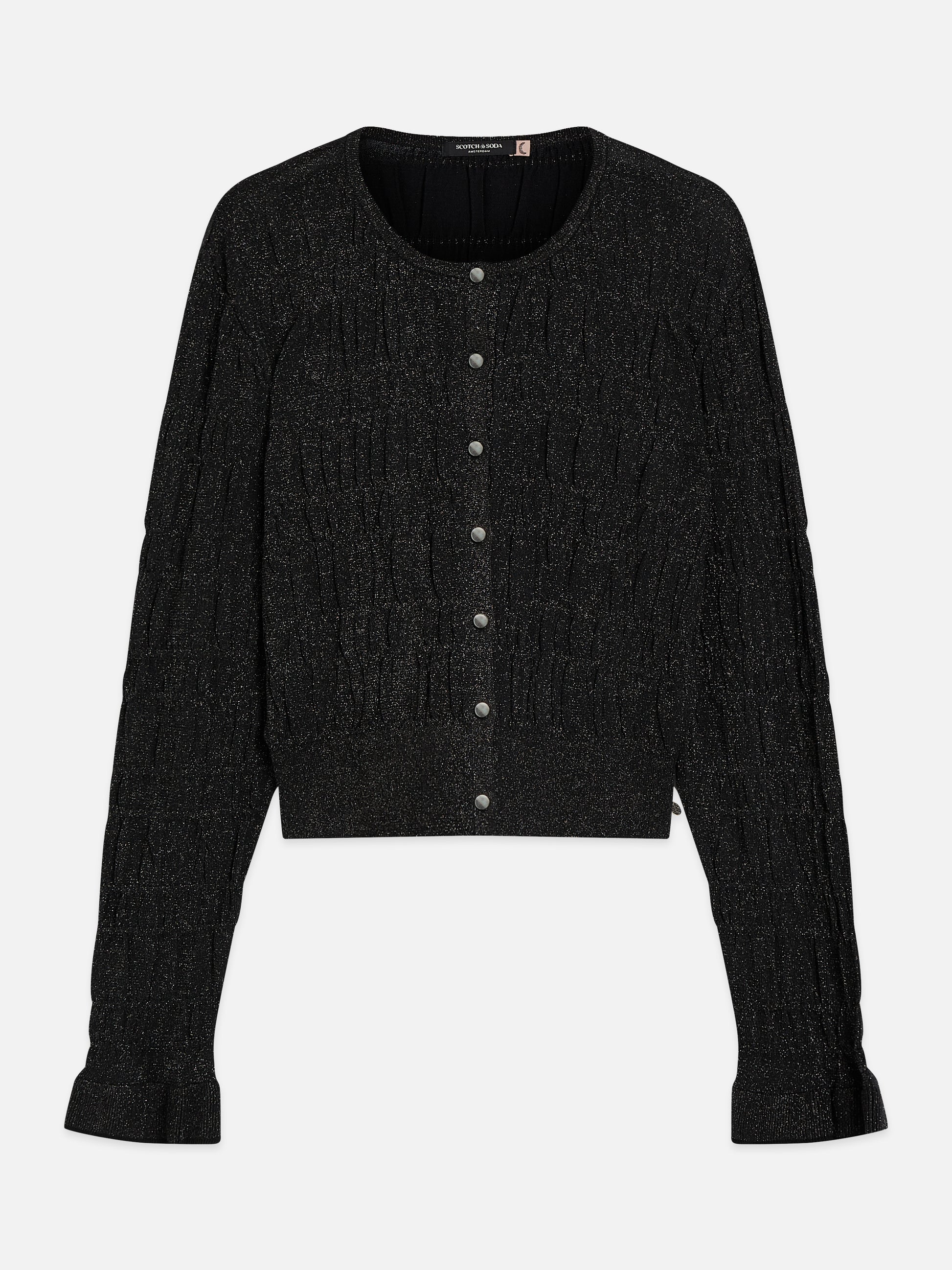 Black קרדיגן לנשים Smock Stitch SCOTCH & SODA