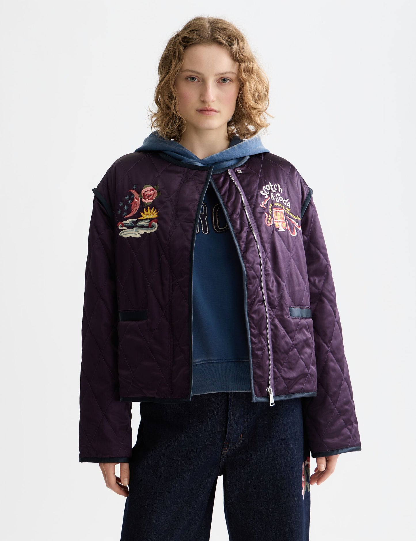 White Smoke ג'קט לנשים Embroidered Souvenir - מהדורת 40 שנה SCOTCH & SODA