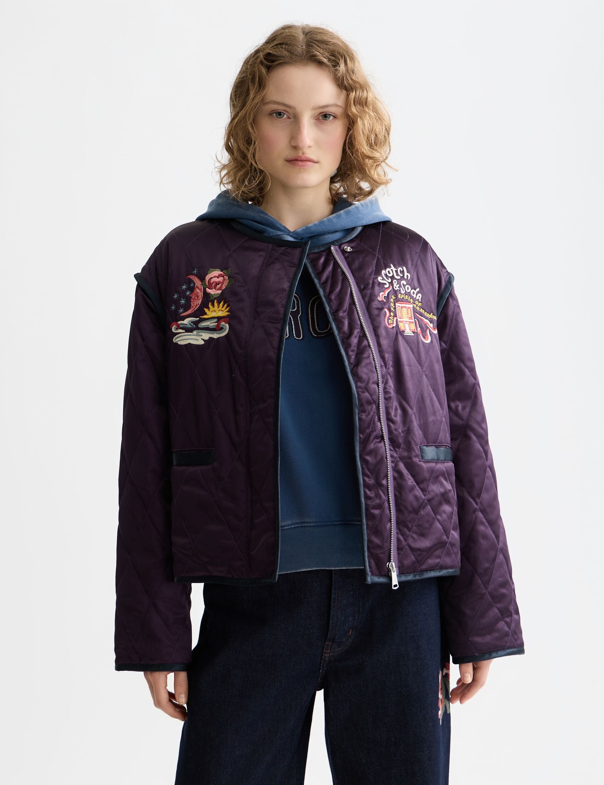 White Smoke ג'קט לנשים Embroidered Souvenir - מהדורת 40 שנה SCOTCH & SODA