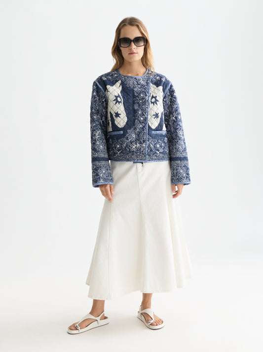 White Smoke ג׳קט קווילט דו־צדדי מודפס לנשים Revesible Printed SCOTCH & SODA