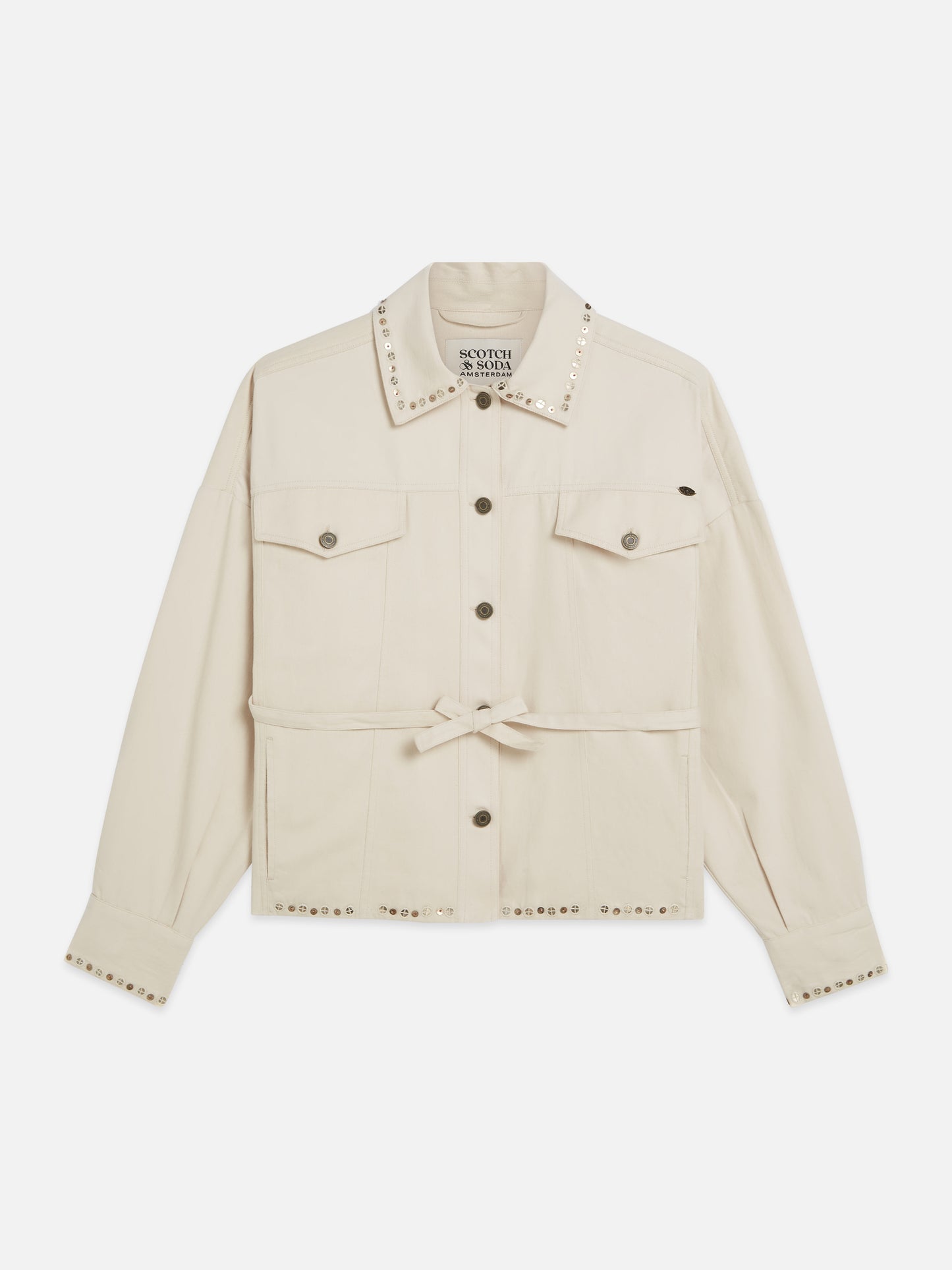 Light Gray EMBELLISHED COTTON TRUCKER ג'קט SCOTCH & SODA