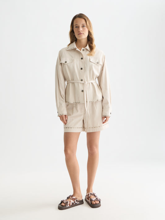 Gray EMBELLISHED COTTON TRUCKER ג'קט SCOTCH & SODA