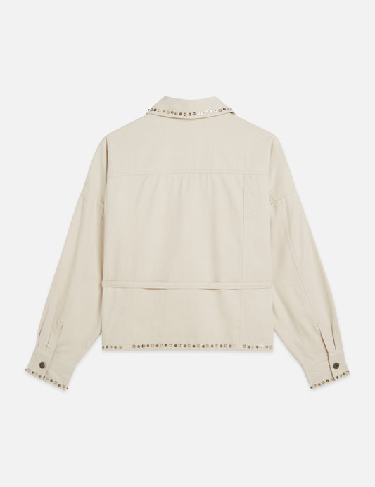 Light Gray EMBELLISHED COTTON TRUCKER ג'קט SCOTCH & SODA