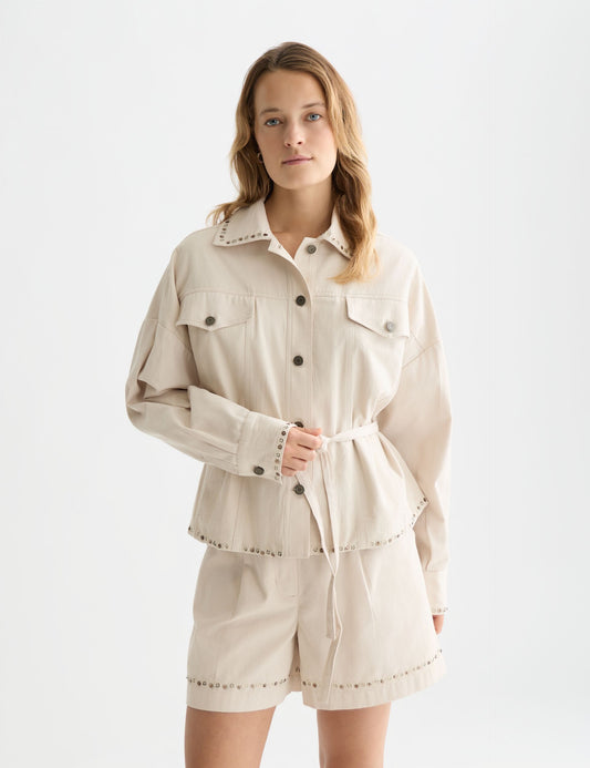 Gray EMBELLISHED COTTON TRUCKER ג'קט SCOTCH & SODA