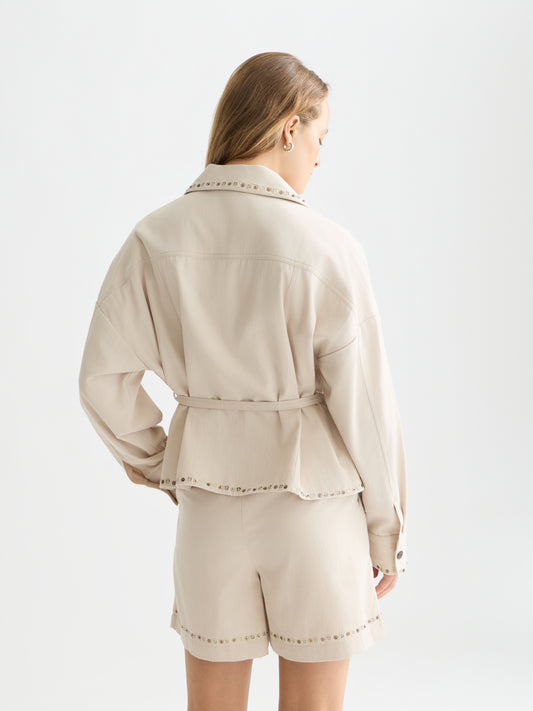 Lavender EMBELLISHED COTTON TRUCKER ג'קט SCOTCH & SODA