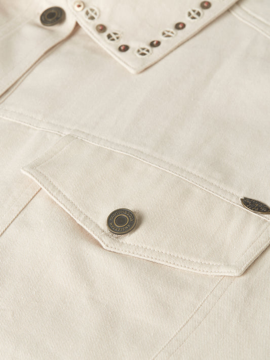 Light Gray EMBELLISHED COTTON TRUCKER ג'קט SCOTCH & SODA