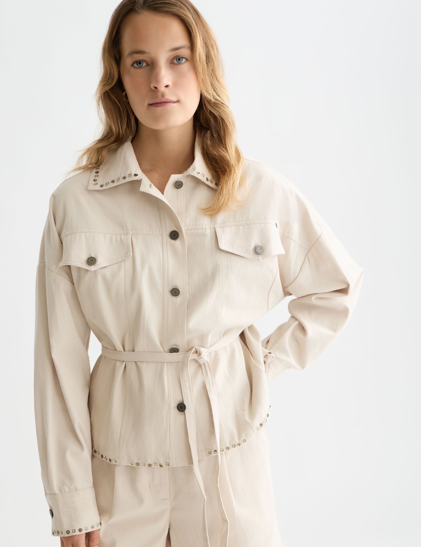 Gray EMBELLISHED COTTON TRUCKER ג'קט SCOTCH & SODA