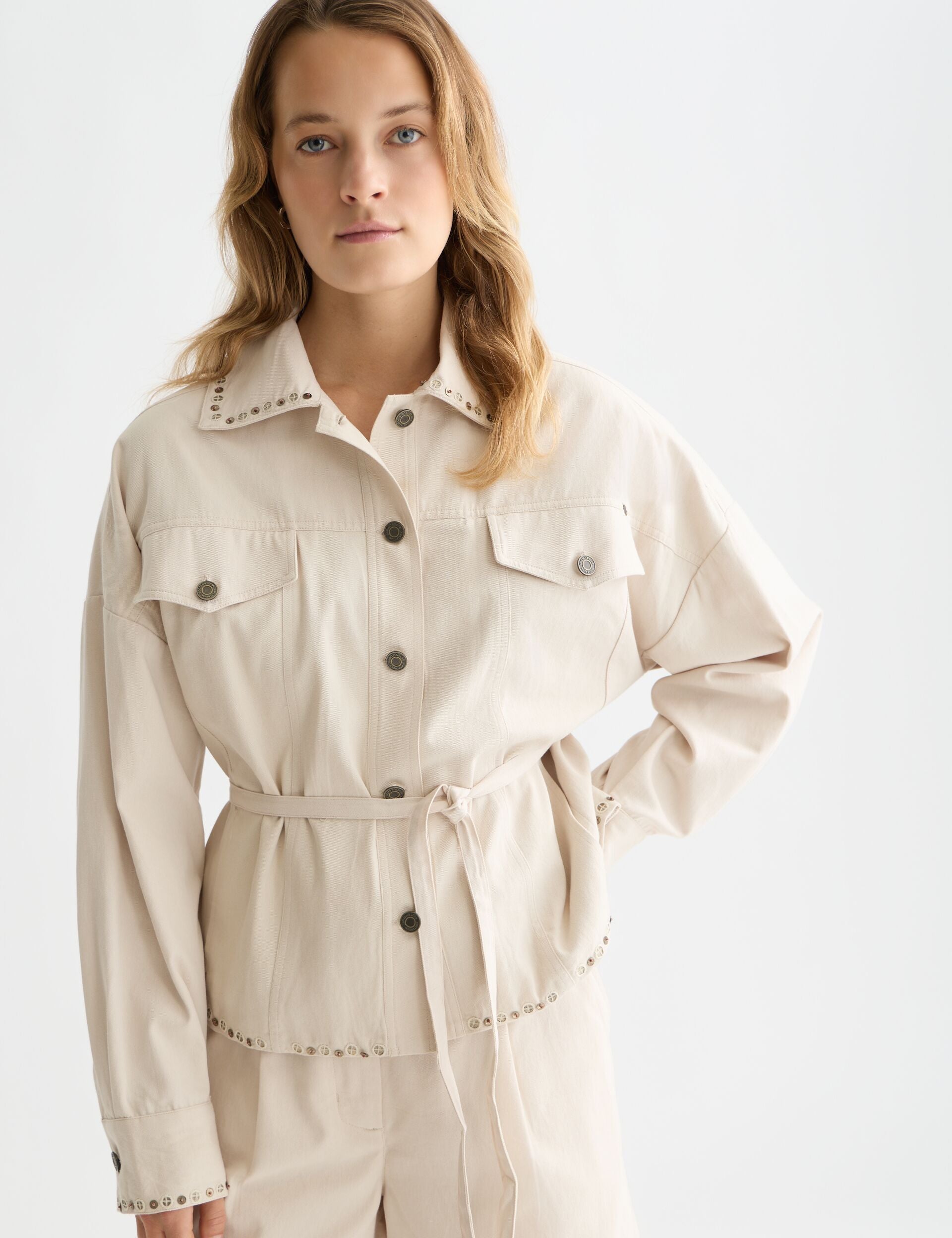 Gray EMBELLISHED COTTON TRUCKER ג'קט SCOTCH & SODA