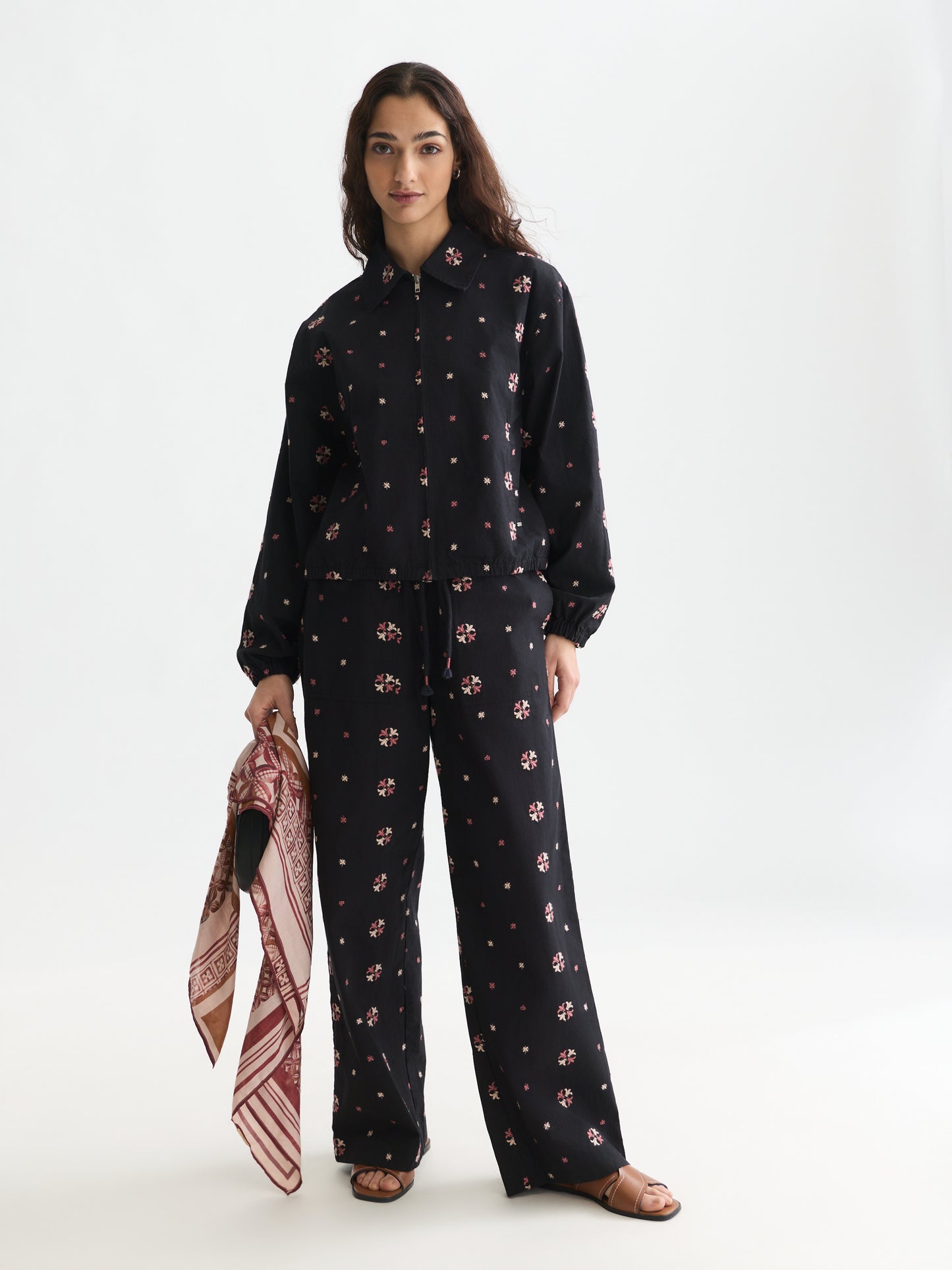 Black ג'קט לנשים Embroidered Cotton SCOTCH & SODA