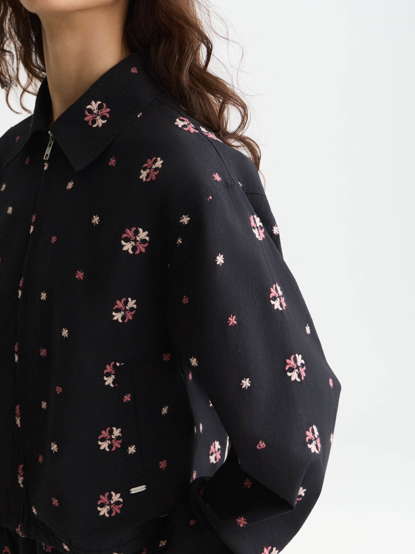 Black ג'קט לנשים Embroidered Cotton SCOTCH & SODA