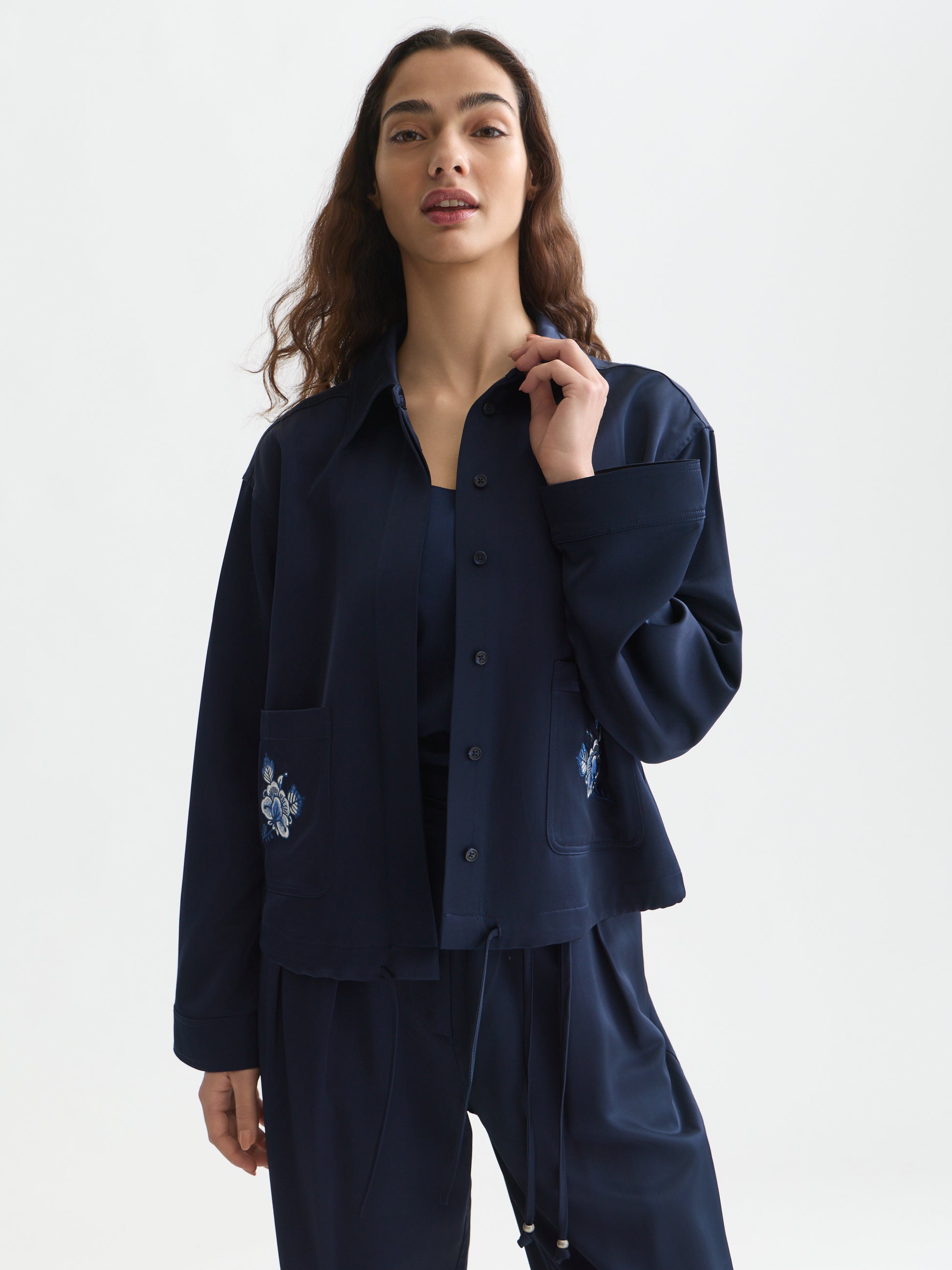 Black ג'קט לנשים Embroidered Satin SCOTCH & SODA