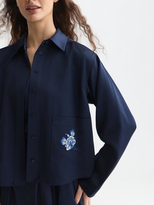 Black ג'קט לנשים Embroidered Satin SCOTCH & SODA