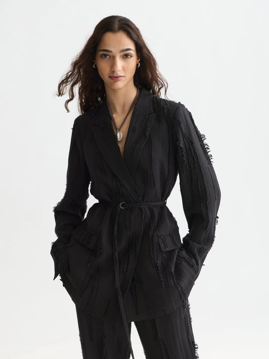 Black בלייזר לנשים Belted Double Breasted SCOTCH & SODA