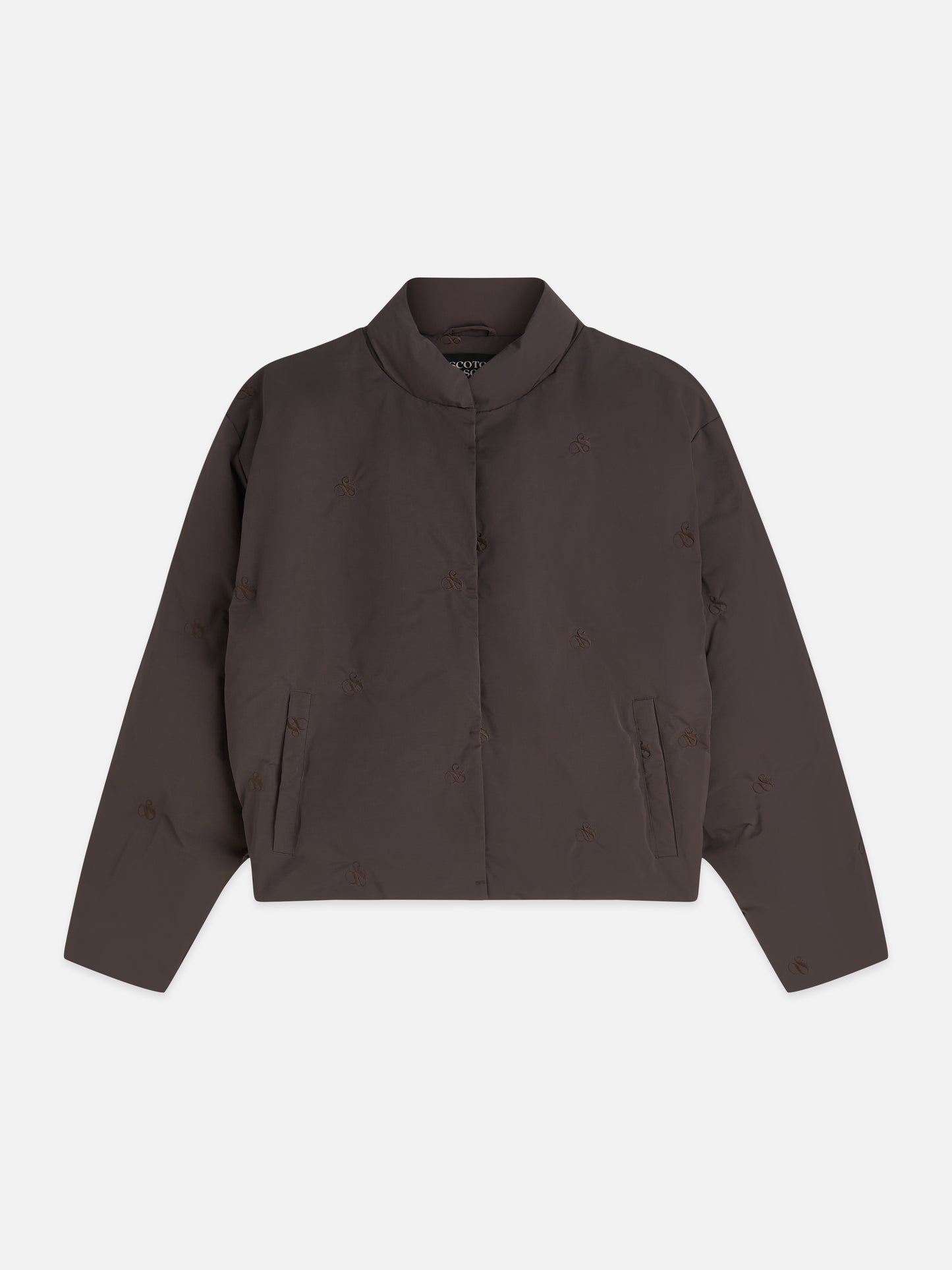 Dark Slate Gray ג'קט לנשים Embroidered Short Puffer SCOTCH & SODA