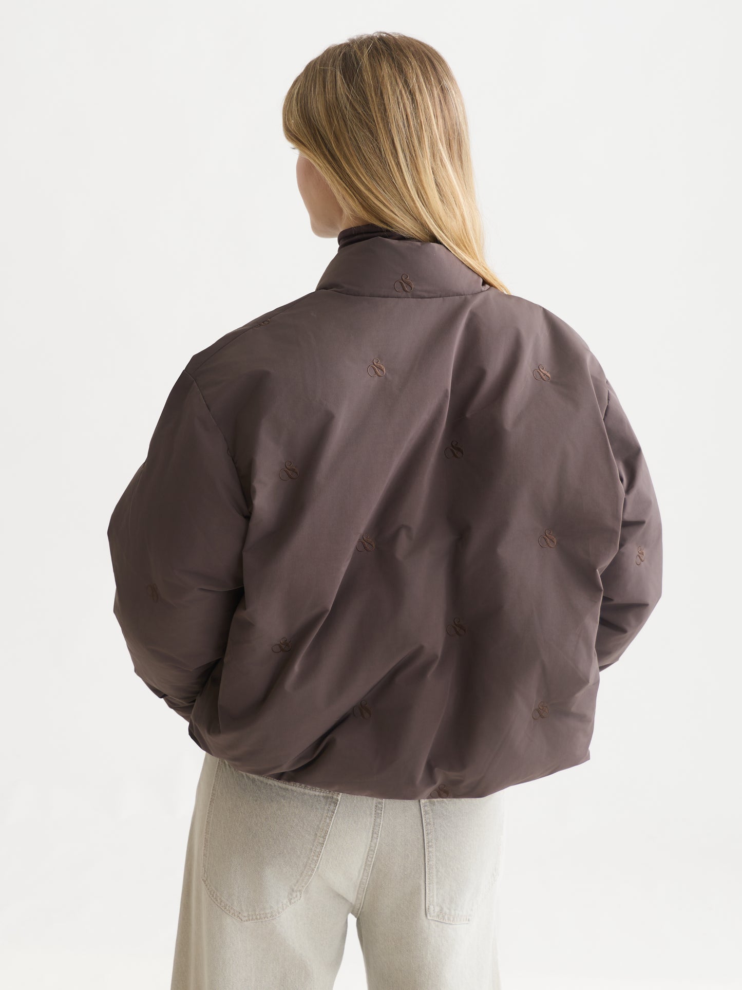 Dark Slate Gray ג'קט לנשים Embroidered Short Puffer SCOTCH & SODA