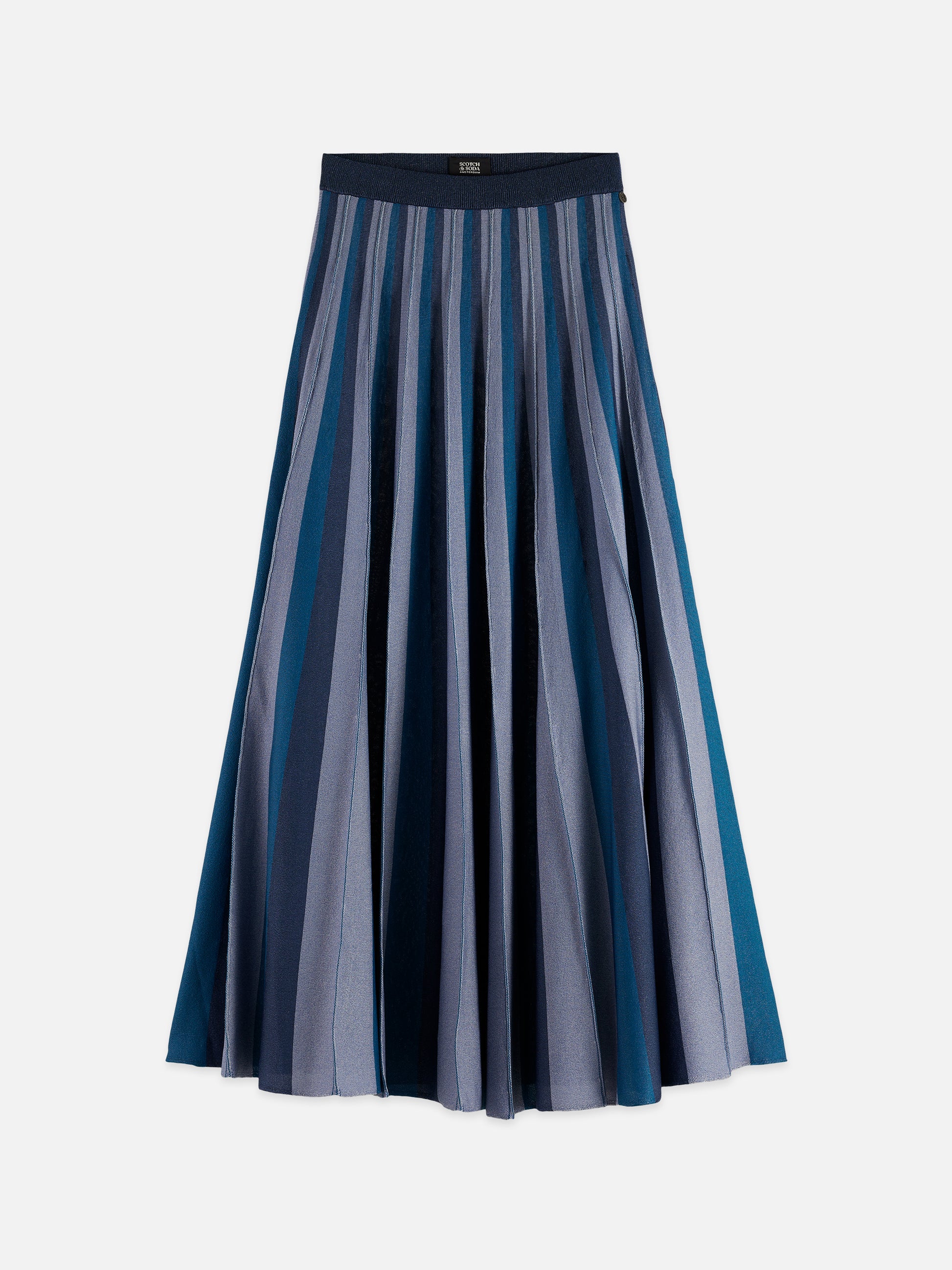 White Smoke PLEATED STRIPE KNITTED MIDI SKIRT חצאית מידי SCOTCH & SODA