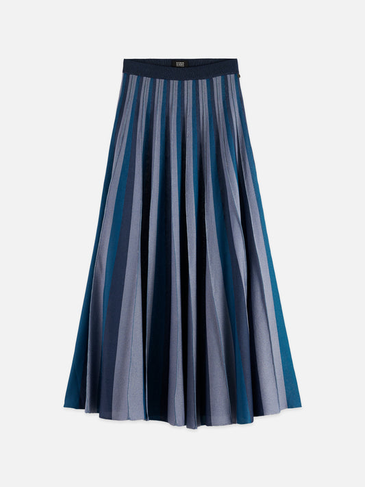 White Smoke PLEATED STRIPE KNITTED MIDI SKIRT חצאית מידי SCOTCH & SODA