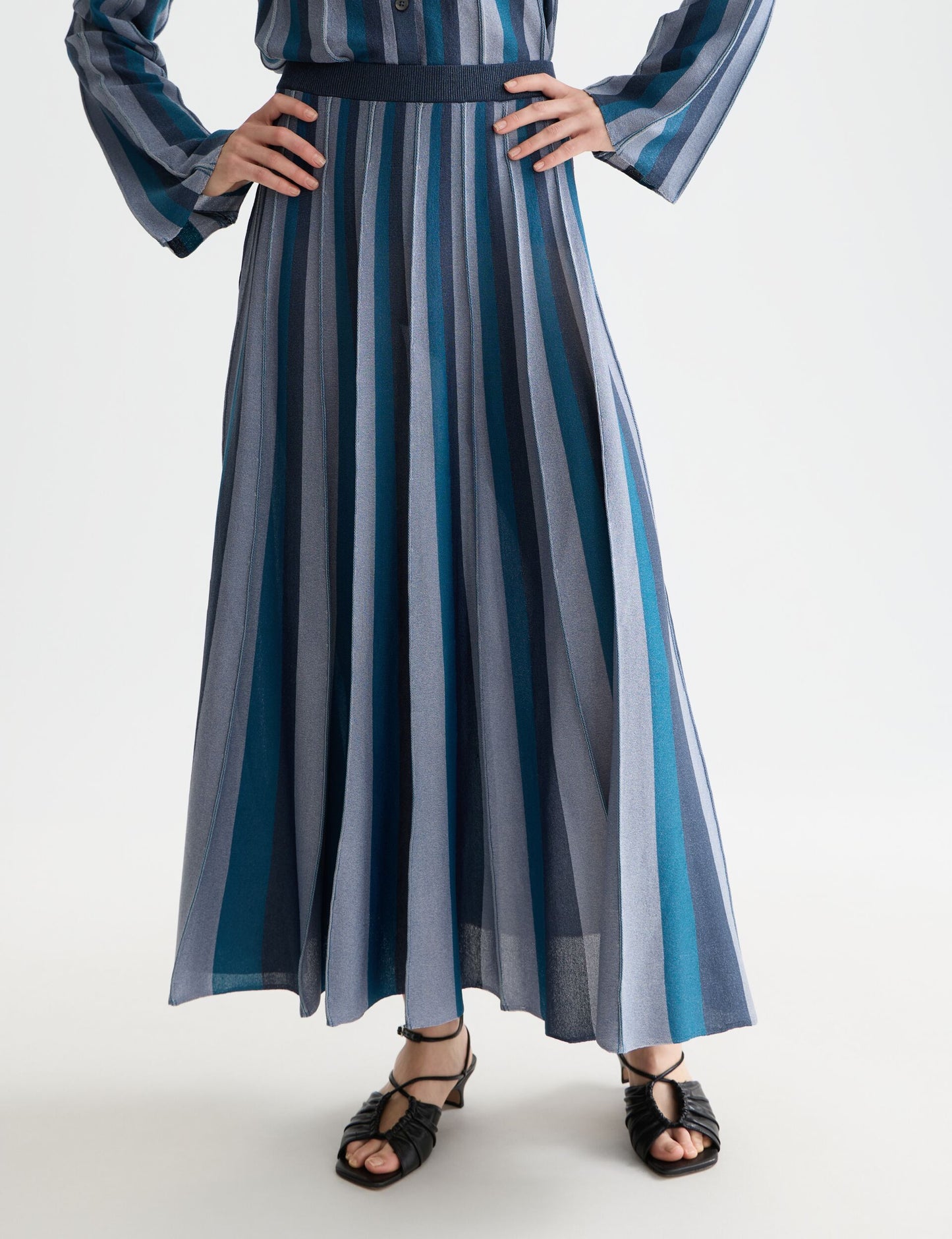 Lavender PLEATED STRIPE KNITTED MIDI SKIRT חצאית מידי SCOTCH & SODA