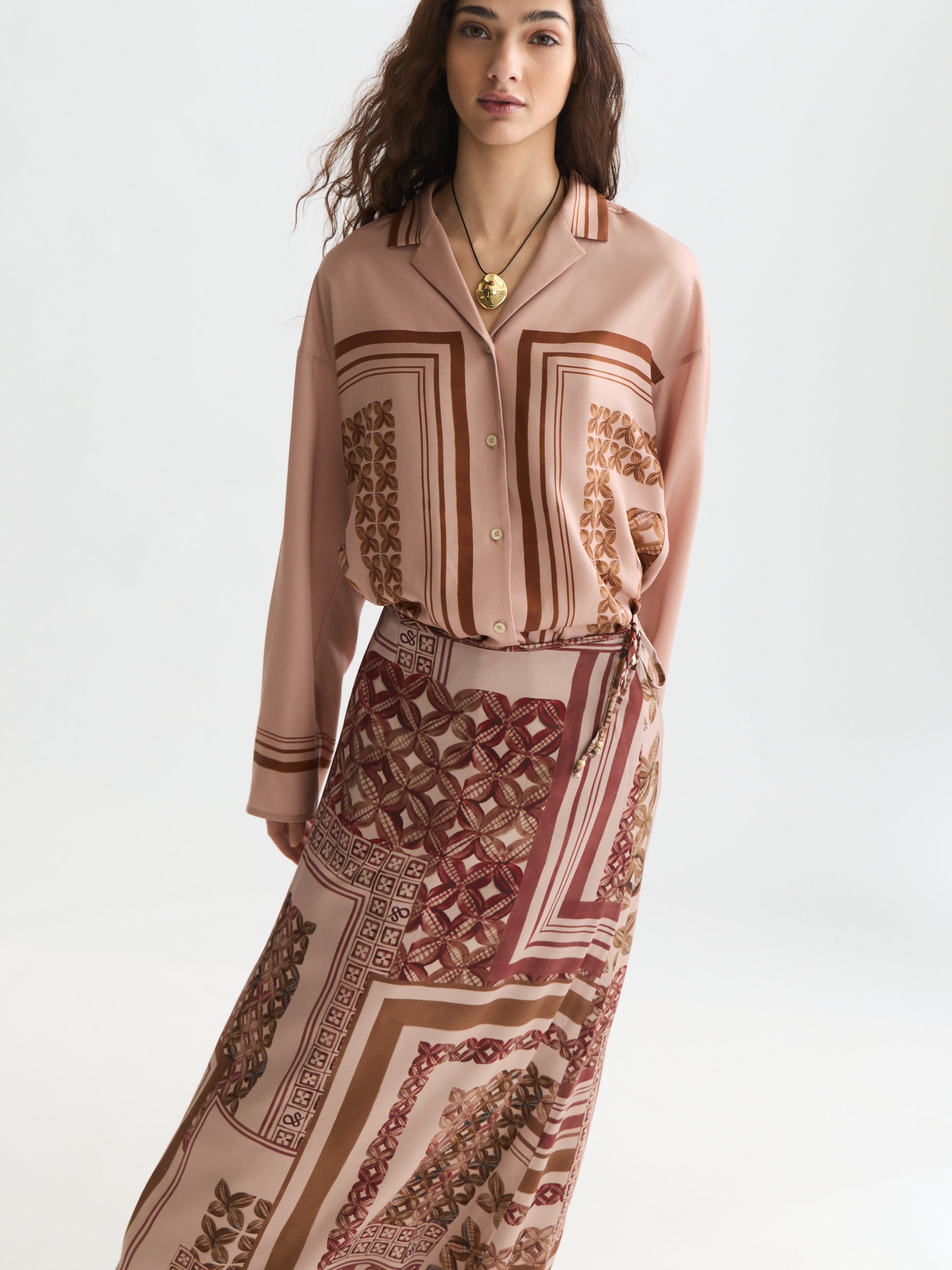 Lavender חצאית מידי לנשים Printed Ankle Length SCOTCH & SODA