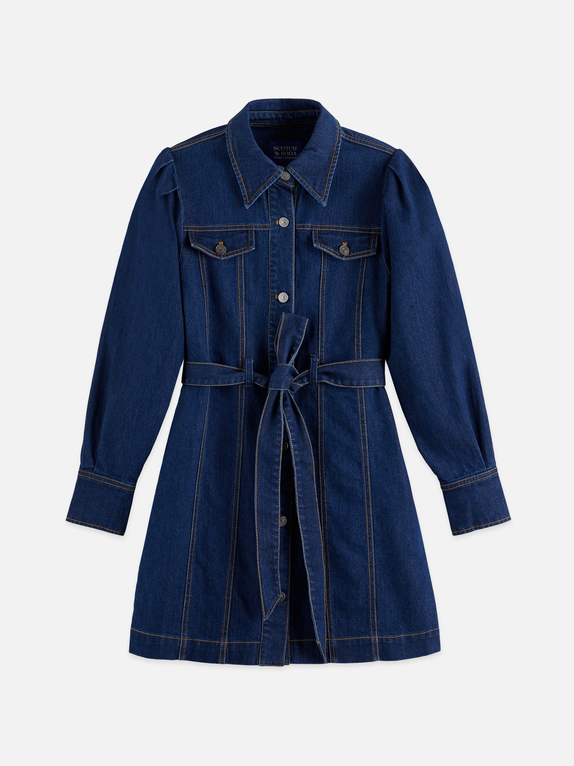 Midnight Blue שמלת ג'ינס מיני לנשים Fitted Denim Western SCOTCH & SODA