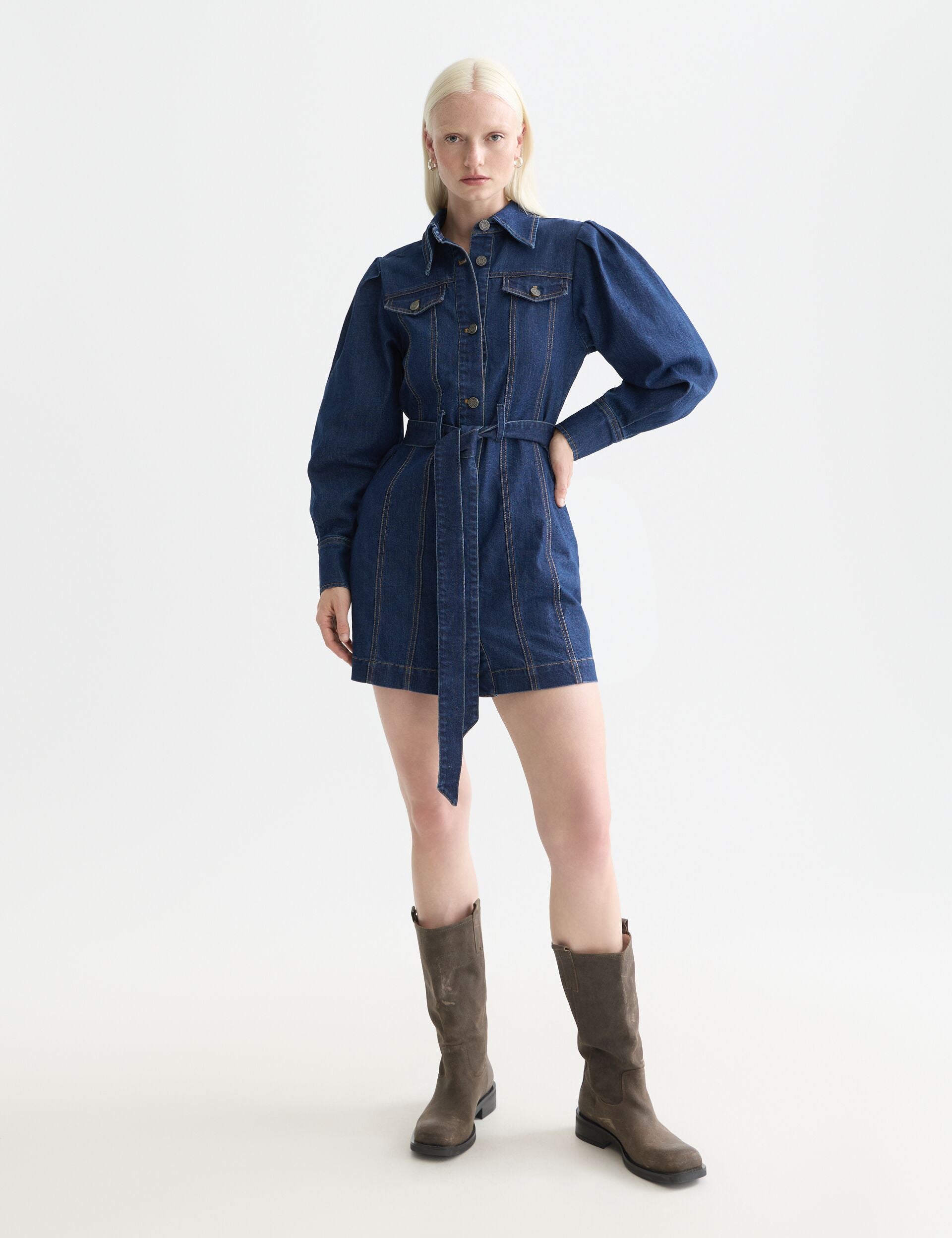 White Smoke שמלת ג'ינס מיני לנשים Fitted Denim Western SCOTCH & SODA