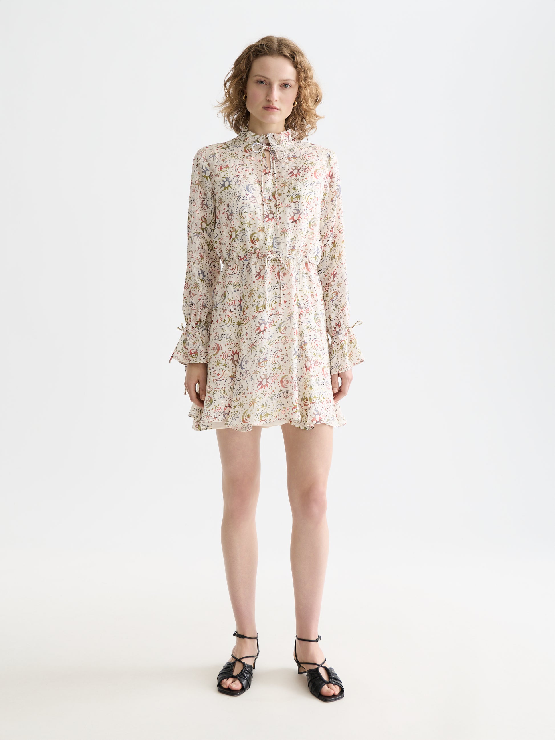 Seashell שמלת מיני לנשים Printed long sleeve SCOTCH & SODA