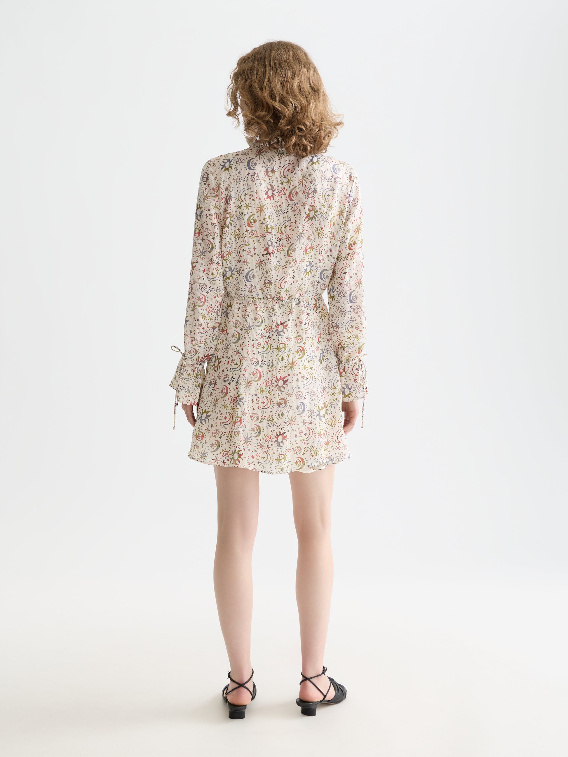 Lavender שמלת מיני לנשים Printed long sleeve SCOTCH & SODA