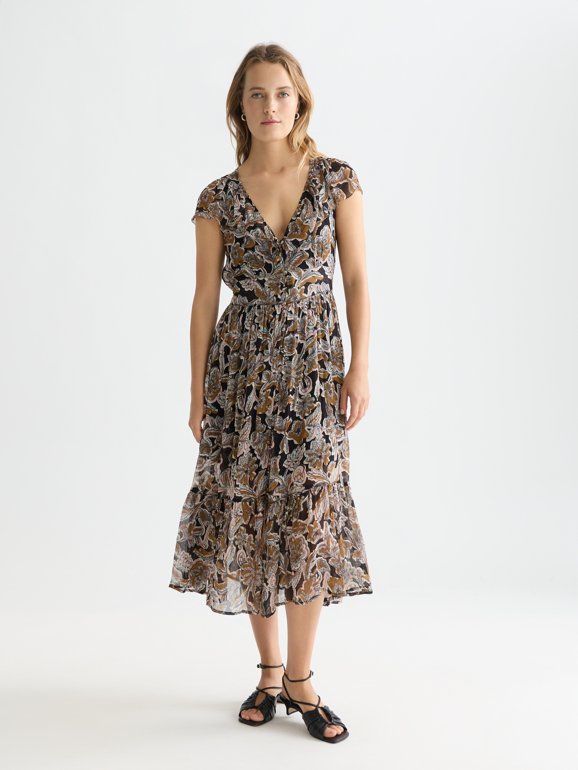 שמלת מידי לנשים Printed Chiffon Midi