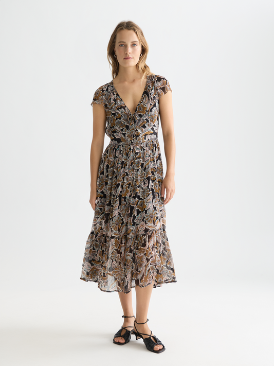 שמלת מידי לנשים Printed Chiffon Midi
