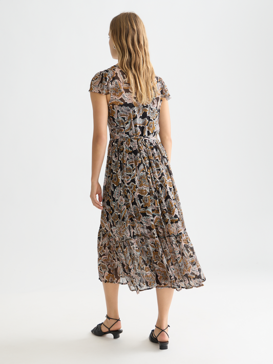 שמלת מידי לנשים Printed Chiffon Midi