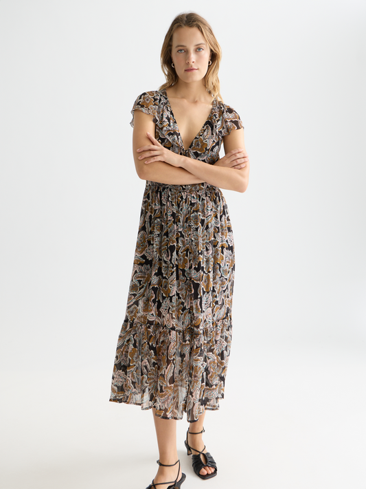שמלת מידי לנשים Printed Chiffon Midi