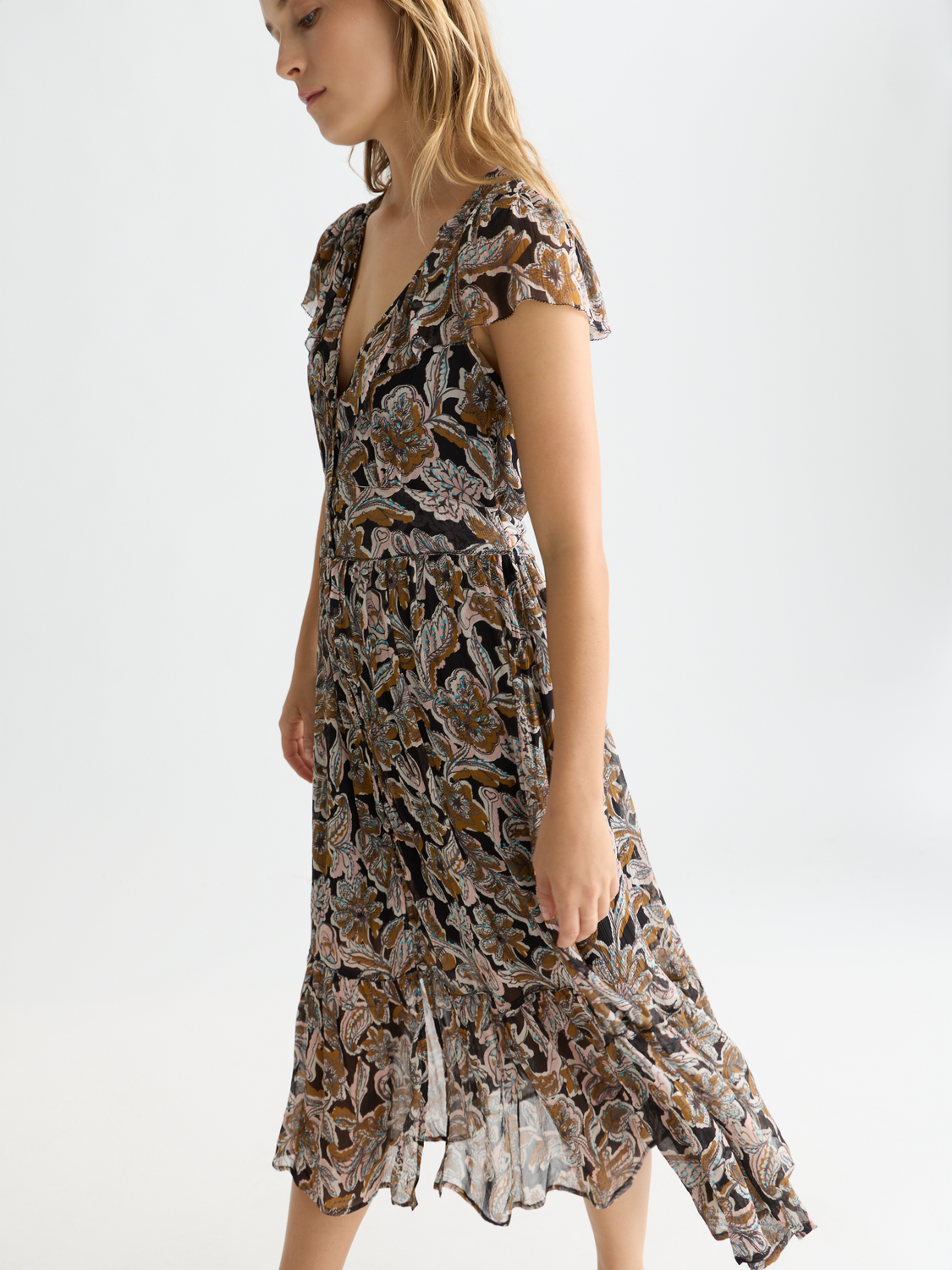 שמלת מידי לנשים Printed Chiffon Midi