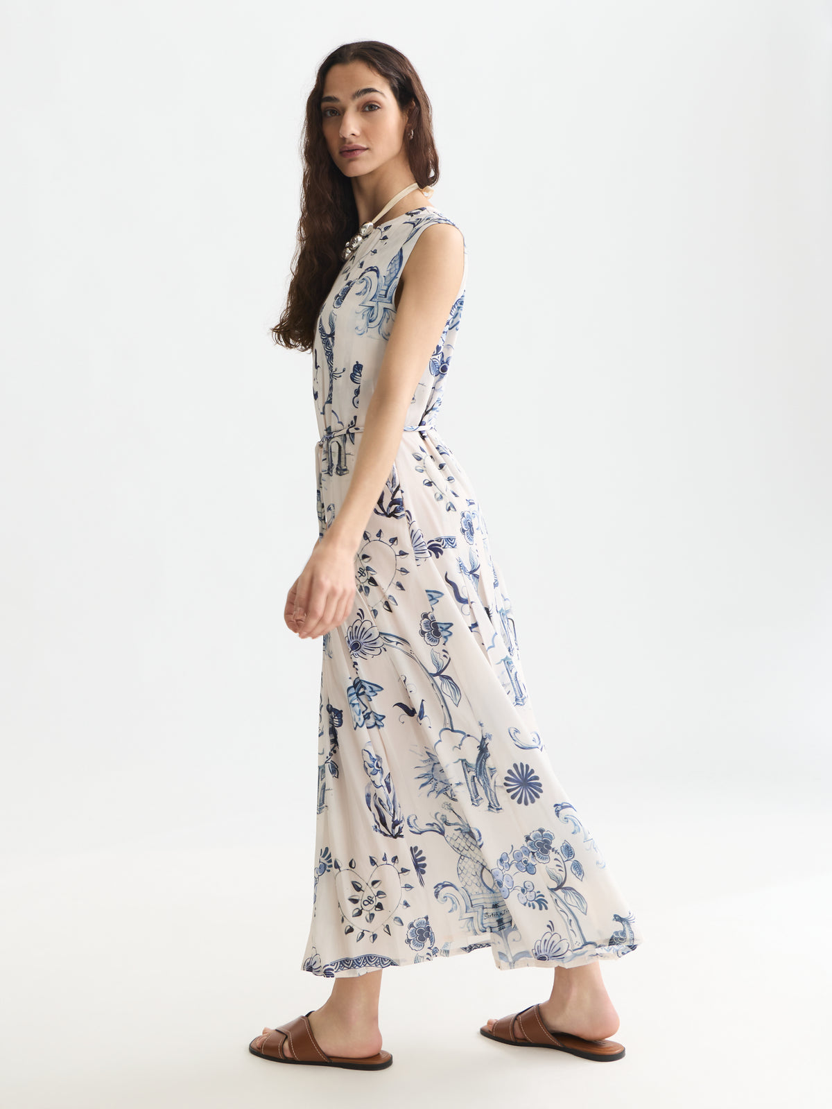 White Smoke שמלת מידי לנשים Printed Pleated SCOTCH & SODA